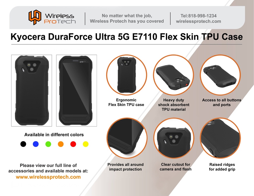 Kyocera DuraForce Ultra 5G Protective Flex Skin TPU Case by Wireless ProTech  PT-TPU-KY-E7110