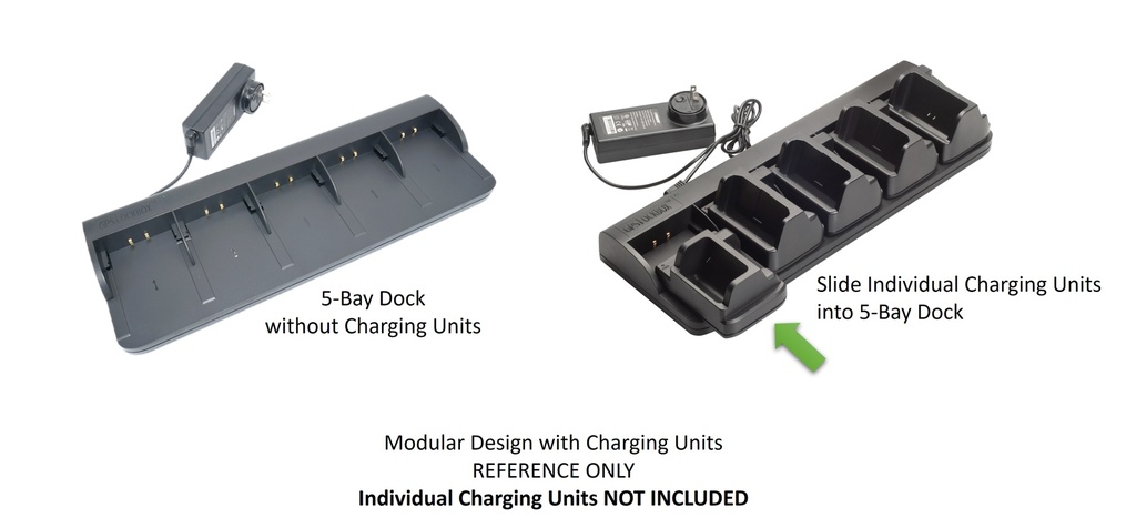 5-Bay Universal Charging Dock Base by GPSLockbox ACC-DTC5-DOCK