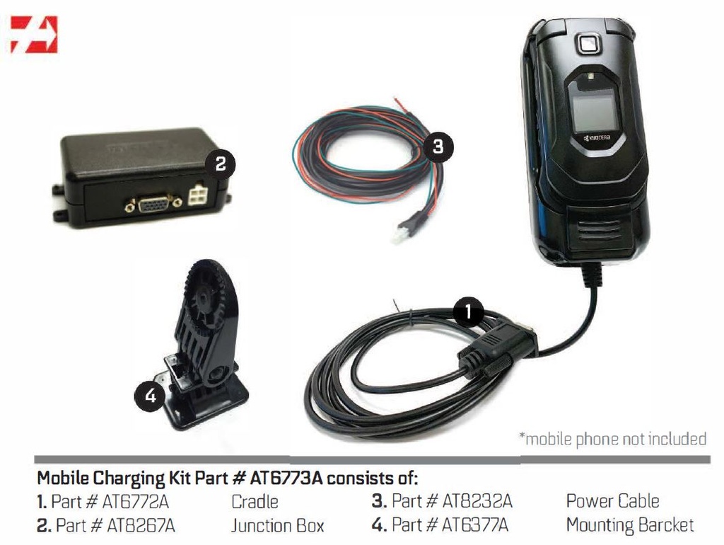 Kyocera DuraXV Extreme/DuraXE Epic/DuraXA Equip Vehicle Charging Cradle by AdvanceTec AT6773A