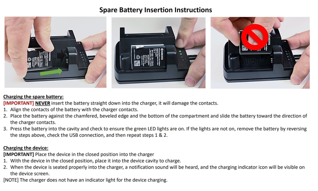 Kyocera DuraXV Extreme & Extreme + /DuraXA Equip/DuraXE Epic Phone & Spare Battery Charging Unit by GPSLockbox ACC-CBDTC-KYE48X0-4