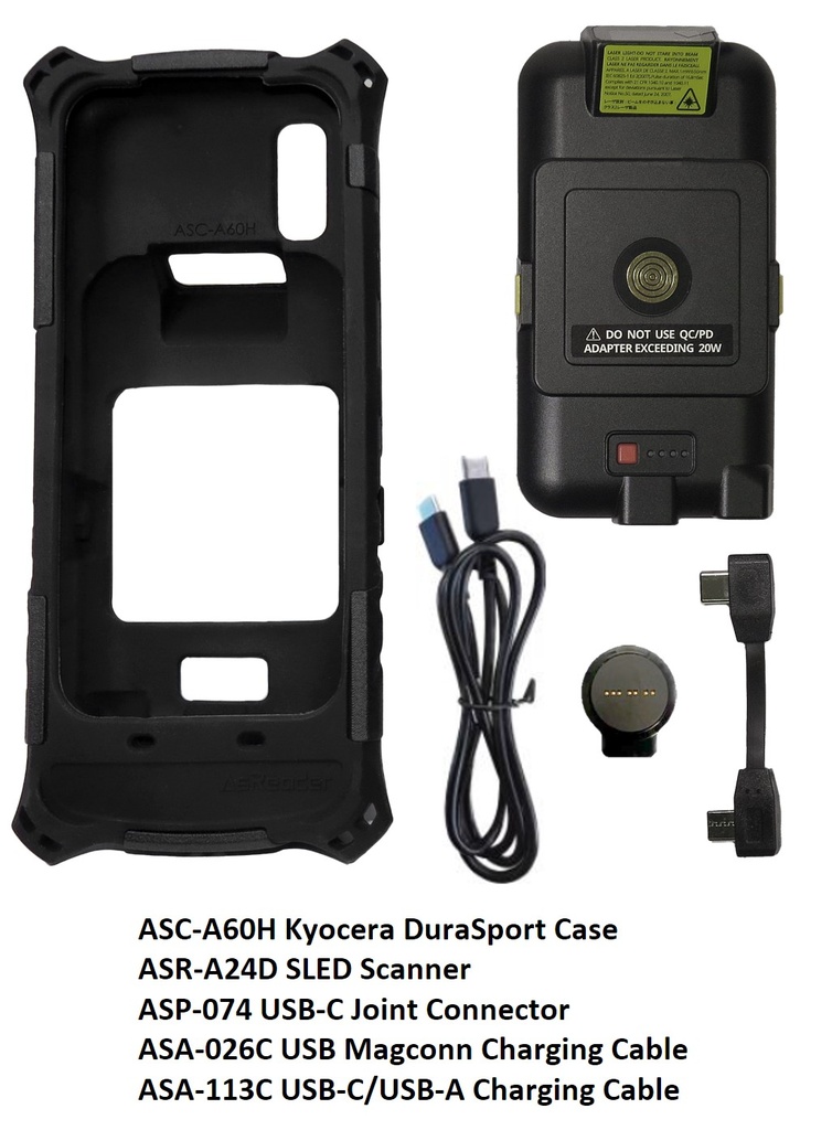 ASR-A24D Handheld SLED-Type 2D/1D/OCR Barcode Scanner with Case for Kyocera C6930 DuraSport (Bundle) by AsReader ASR-KDS-A24D-BND
