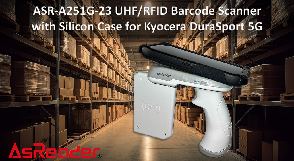 ASR-L251G-23 Gun-Type UHF RFID Read/Write 2D/1D Barcode Scanner with Case for Kyocera C6930 DuraSport (Bundle) by AsReader ASR-KDS-R251G-BND