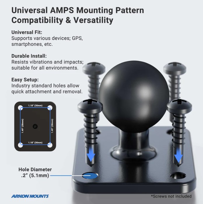 LockVise™ Locking Phone Mount with 2.75" Arm and Metal AMPS Drill Base by Arkon Mounts SM9RMSAMPS