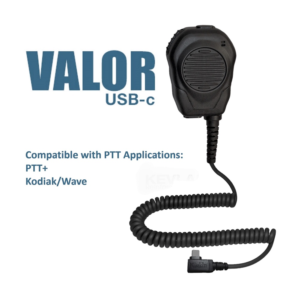 VALOR USB-c PTT Remote Speaker Microphone (RSM) (for Verizon PTT apps PTT+ &amp; Kodiak/Wave) by Klein Electronics VALOR-USBC-S