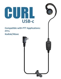 [CURL-USBC-S] CURL Single-Wire PTT &quot;Over-Ear&quot; Earpiece (USBc Connector)(for PTT apps Verizon PTT+ &amp; Kodiak/Wave) by Klein Electronics CURL-USBC-S