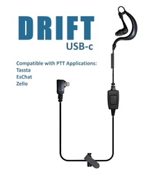 [DRIFT-USBC-I] DRIFT Single-Wire PTT &quot;In Ear&quot; Earpiece (USBc Connector)(for PTT apps Tassta, EsChat &amp; Zello) by Klein Electronics DRIFT-USBC-I