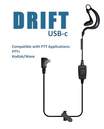 [DRIFT-USBC-S] DRIFT Single-Wire PTT &quot;In Ear&quot; Earpiece (USBc Connector)(for PTT apps Verizon PTT+ &amp; Kodiak/Wave) by Klein Electronics DRIFT-USBC-S