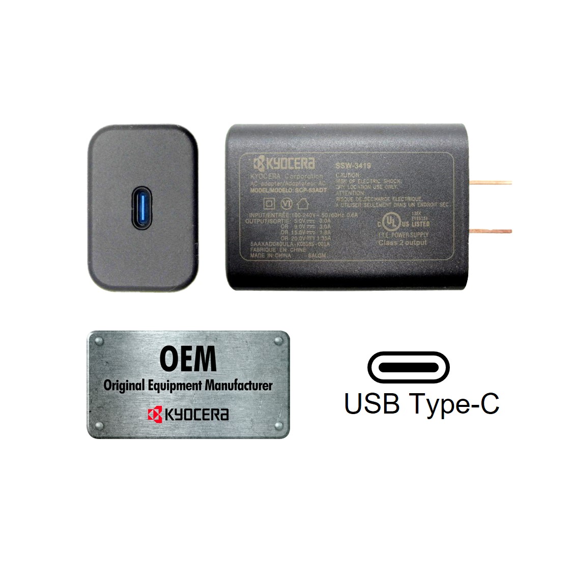 Kyocera OEM SCP-53ADT USB Type-C AC Adapter