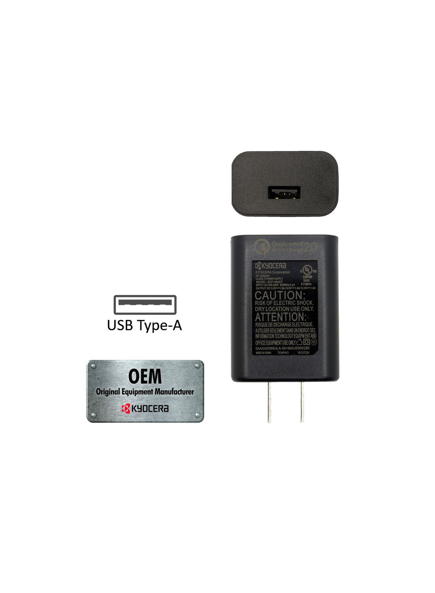 Kyocera OEM SCP-49ADT Quick Charge 2.0 AC Adapter