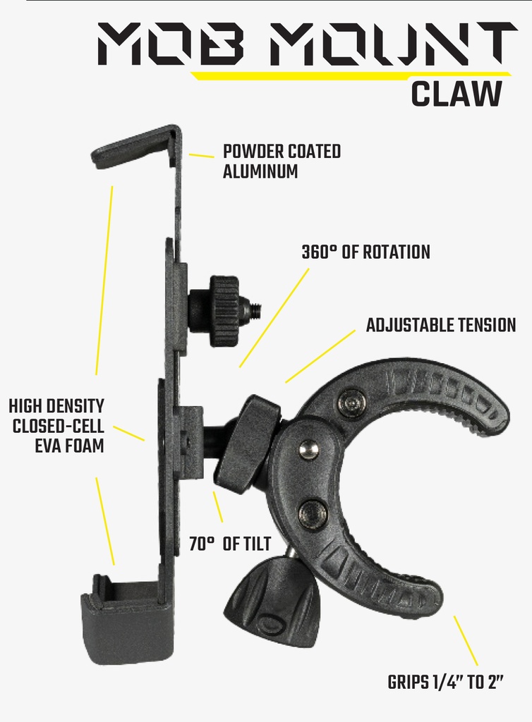 Universal Adjustable Mob Mount Claw (Large) by Mob Mount  MOBC2-BLK-LG