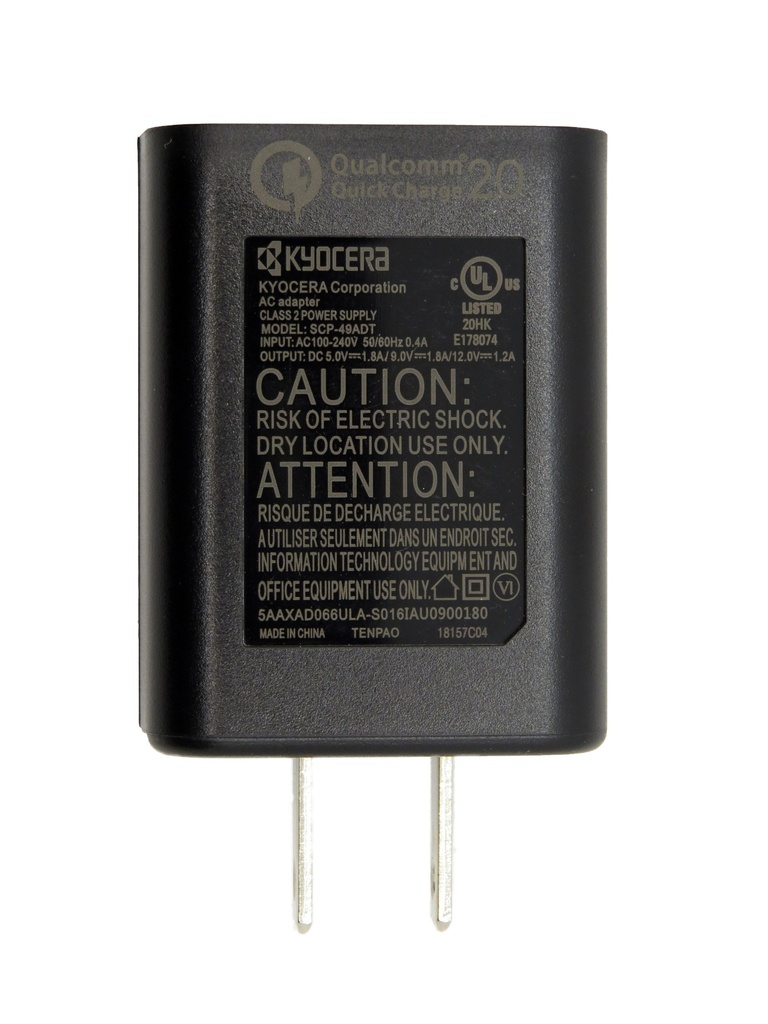 Kyocera Single USB Type-A Qualcomm Quick Charge 2.0 Wall Adapter by Kyocera SCP-49ADT