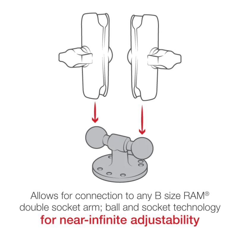 RAM® Double Ball Adapter with 2.5&quot; Round Base - B Size by RAM Mounts RAM-B-217U
