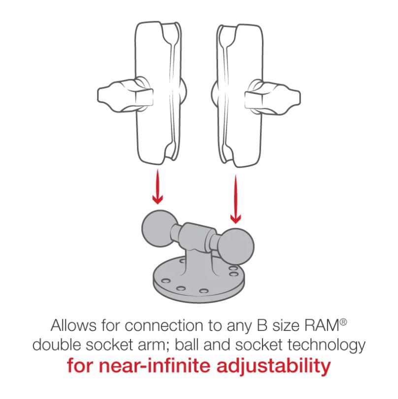 RAM® Double Ball Adapter with 2.5" Round Base - B Size by RAM Mounts RAM-B-217U