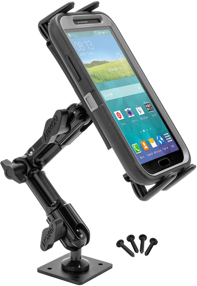 Slim-Grip Ultra Heavy-Duty Multi-Angle Mount with AMPS Drilled-Base for phone or midsize tablet by Arkon SM6HD006