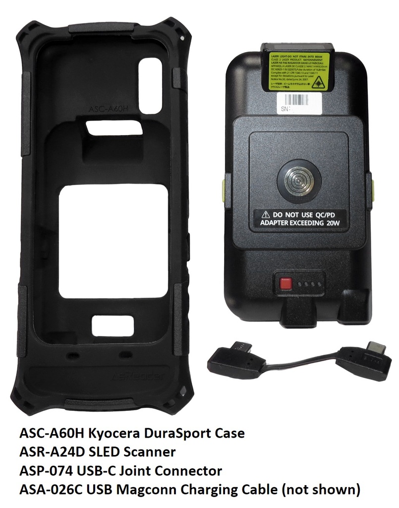 ASR-A24D Handheld SLED-Type 2D/1D/OCR Barcode Scanner with Case for Kyocera C6930 DuraSport (Bundle) by AsReader ASR-KDS-A24D-BND