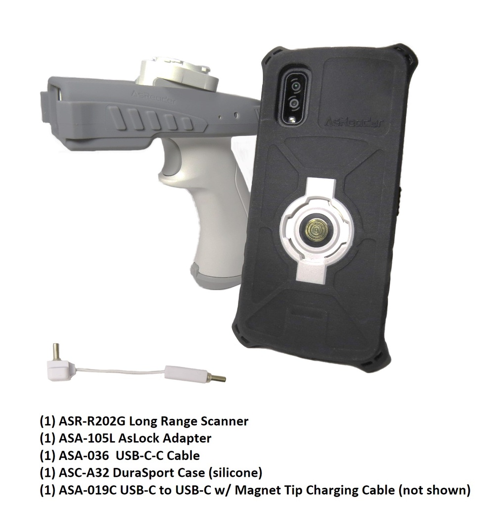 ASR-R202G Gun-Type Long Range 2D/1D Barcode Scanner with Case for Kyocera C6930 DuraSport (Bundle) by AsReader ASR-KDS-R202G-BND
