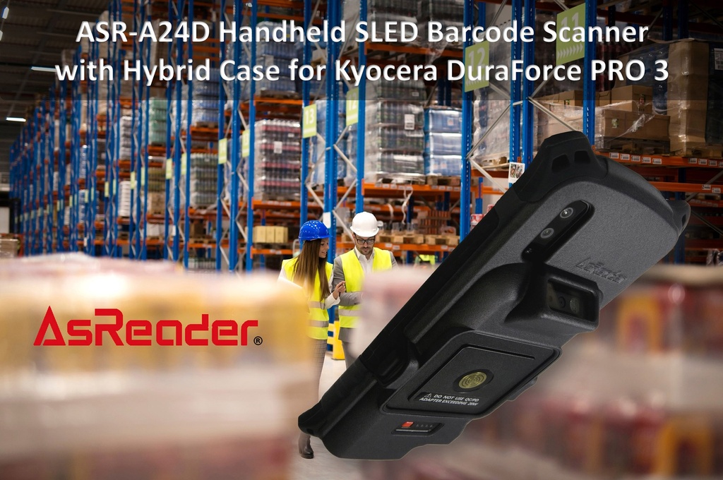 ASR-A24D Handheld SLED-Type 2D/1D/OCR Barcode Scanner with Case for Kyocera E7200 DuraForce PRO 3 (Bundle) by AsReader ASR-KDFP3-A24D-BND