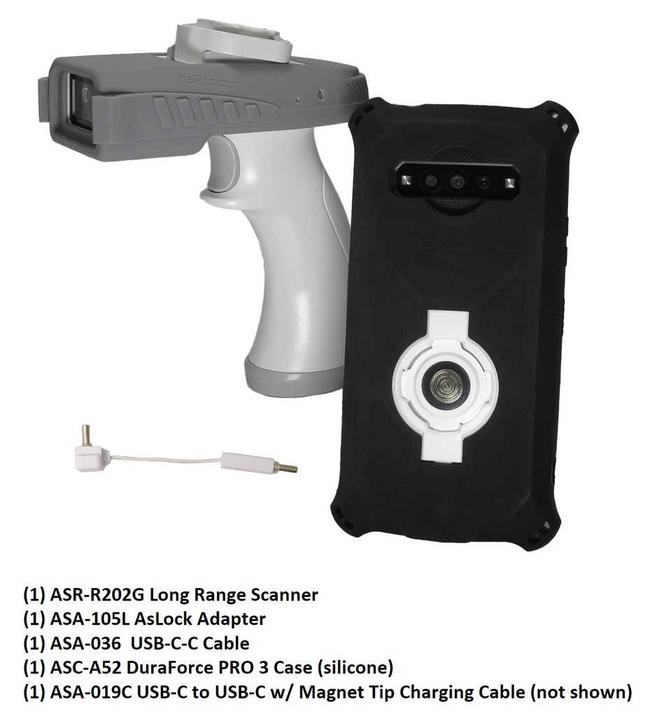 ASR-R202G Gun-Type Long Range 2D/1D Barcode Scanner with Case for Kyocera E7200 DuraForce PRO 3 (Bundle) by AsReader ASR-KDFP3-R202G-BND