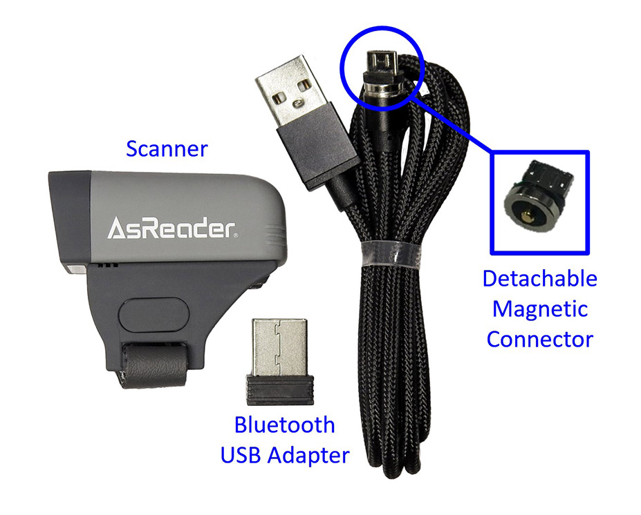 Wearable Finger-Type 1D/2D Barcode Scanner (Bluetooth) by AsReader ASR-023B