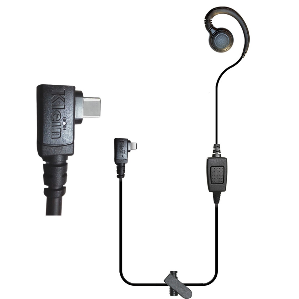 CURL Single-Wire PTT &quot;Over-Ear&quot; Earpiece (USBc Connector)&quot;(for PTT apps Tassta, EsChat &amp; Zello) by Klein Electronics CURL-USBC-I