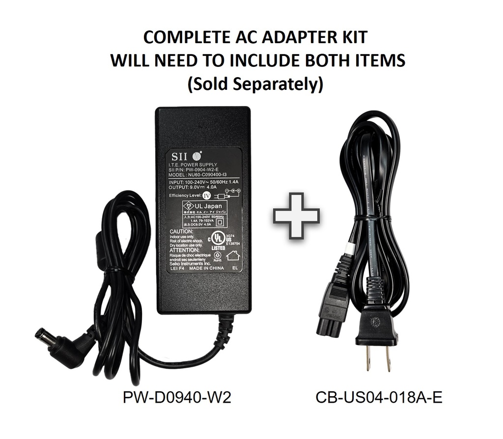 AC Adapter for Seiko Mobile Printer MP-A40 and Quad Battery Charger by Seiko Instruments PW-D0940-W2