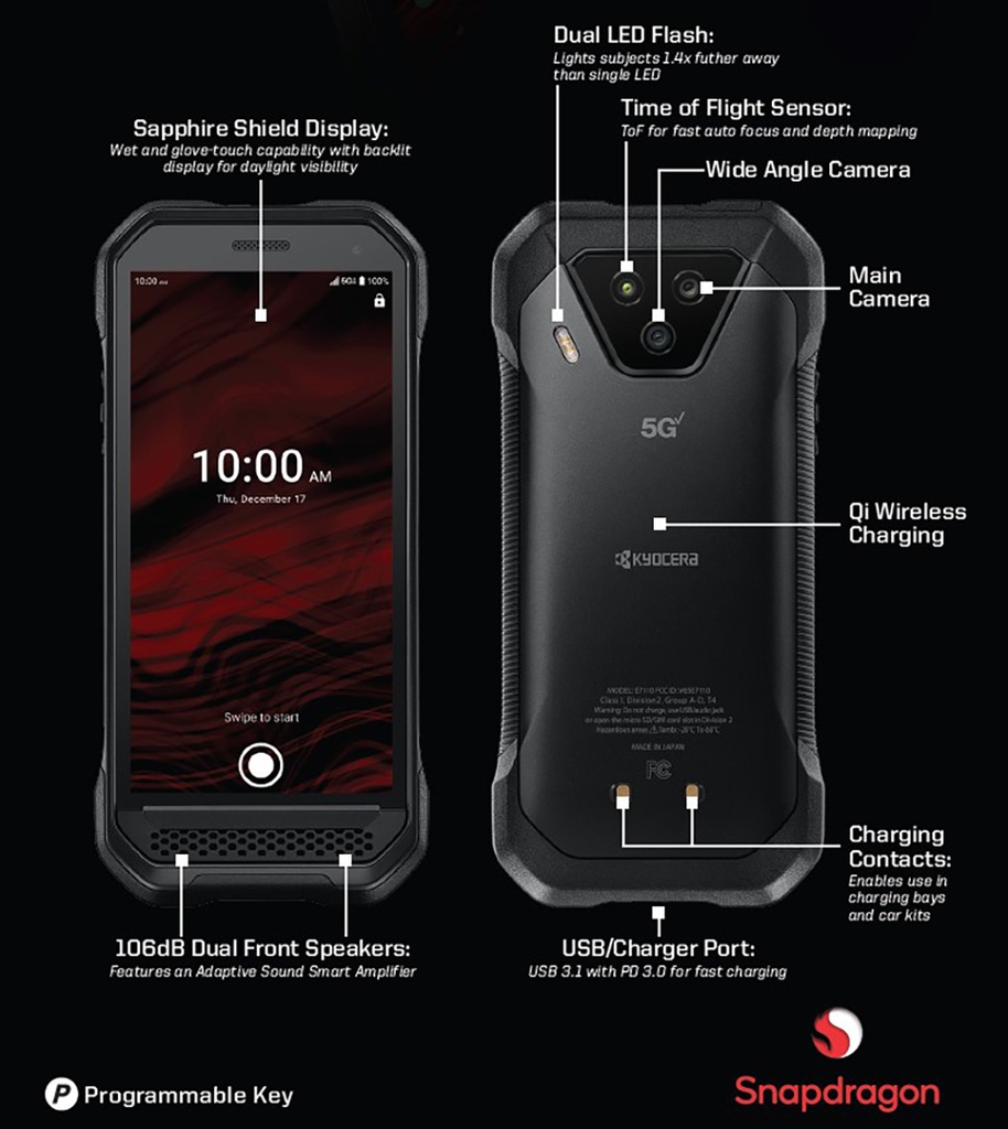 Kyocera E7110 DuraForce Ultra 5G Verizon  | Waterproof, Drop Proof, and HazLoc Certified (Remanufactured Like New by Kyocera with 1-year Warranty)