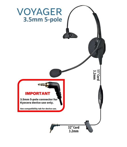 VOYAGER Series Lightweight Headset (5-pole connection) for Kyocera by Klein Electronics VOYAGER-KY