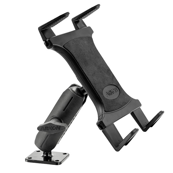 Slim-Grip Heavy-Duty Adjustable Tablet Holder with Drill Base Mount by Arkon TABRMAMPS-MET