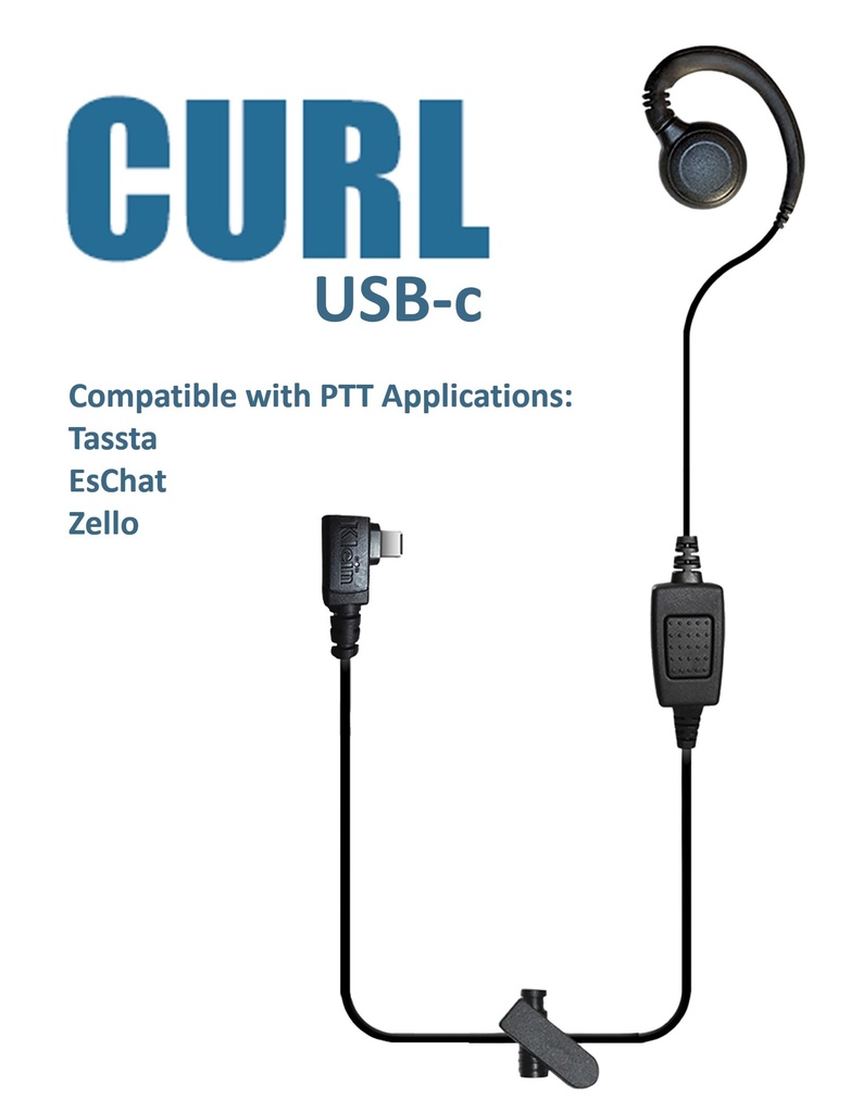 CURL Single-Wire PTT "Over-Ear" Earpiece (USBc Connector)(for PTT apps Tassta, EsChat & Zello) by Klein Electronics CURL-USBC-I