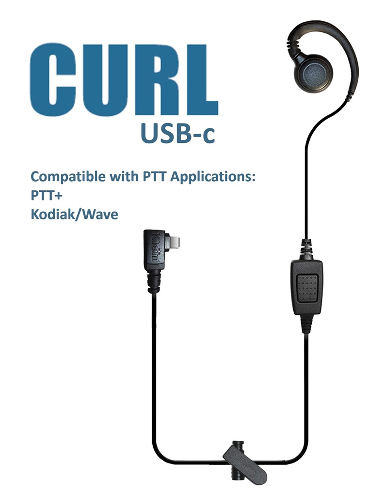 CURL Single-Wire PTT "Over-Ear" Earpiece (USBc Connector)(for PTT apps Verizon PTT+ & Kodiak/Wave) by Klein Electronics CURL-USBC-S