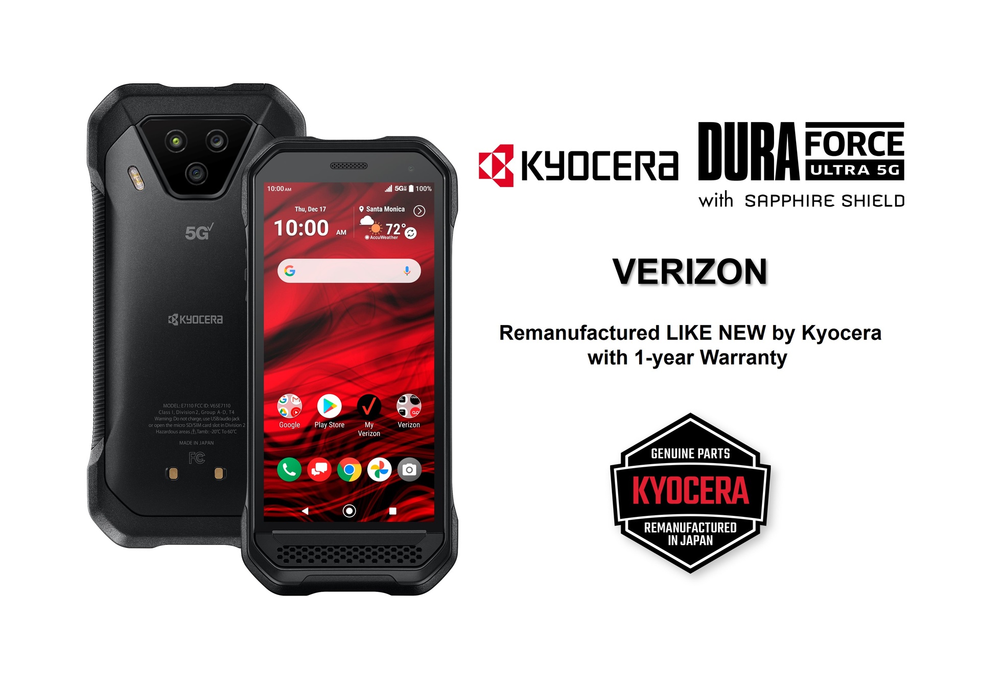 DuraForce Ultra 5G UW Verizon Remanufactured Like New Kyocera Mobile