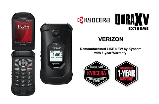 [5PNA66KFN01R] Kyocera E4810 DuraXV Extreme Verizon (Camera) | Ultra-Rugged, Waterproof, Drop Proof, and HazLoc Certified (Remanufactured Like New by Kyocera with 1-year Warranty)