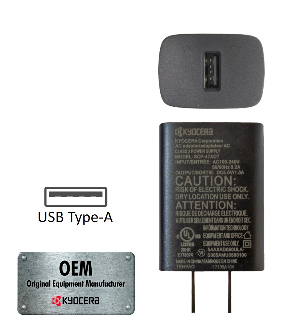 AIRCRAFT KYOCERA 充電器 Kyocera OEM SCP-47ADT USB Type-A 5V/1A AC Adapter