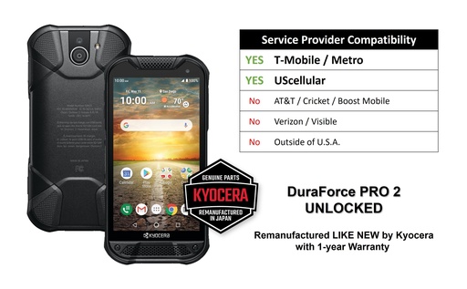 [5PNA26KFN01] Kyocera E6921 DuraForce PRO 2 Unlocked | Waterproof, Drop Proof, and HazLoc Certified (Remanufactured Like New by Kyocera with 1-year Warranty)