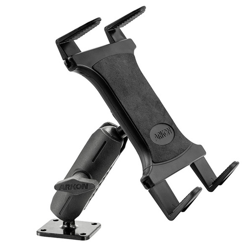 [TABRMAMPS-MET] Slim-Grip Heavy-Duty Adjustable Tablet Holder with Drill Base Mount by Arkon TABRMAMPS-MET