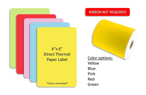 Direct Thermal Label Roll 4.0" x 6.0" / .5" core / 2.30" Outside diameter / 10 rolls per case / (color) by RR Donnelley DTL4X6