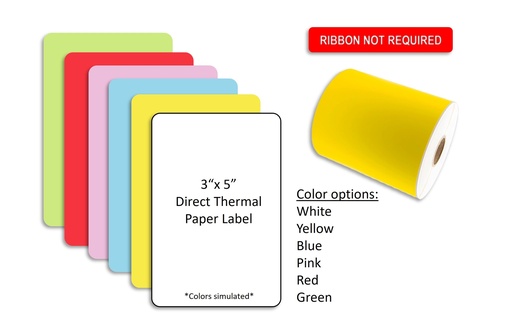 Direct Thermal Label Roll 3.0" x 5.0" / .5" core / 2.00" Outside diameter / 10 rolls per case / (color) by RR Donnelley DTL3X5